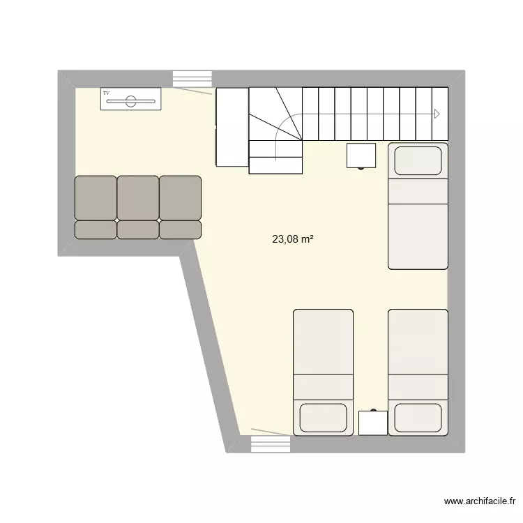Etage Chalet 5/7 personnes. Plan de 1 Pièce et 23 m²