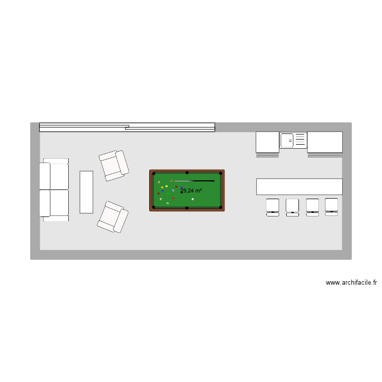 Pool House. Plan de 1 pièce et 29 m2