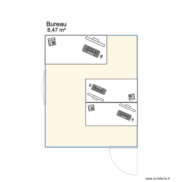 Bureau. Plan de 1 pièce et 8 m2