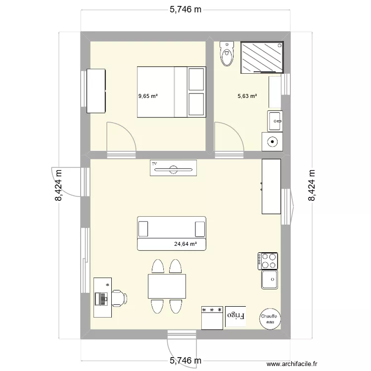 maison1. Plan de 3  et 40 m²