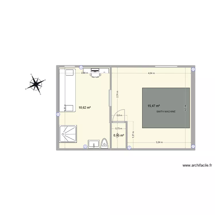 COMBLE 4. Plan de 3 pièces et 27 m² COMBLE 4. Plan de 3 pièces et 27 m²