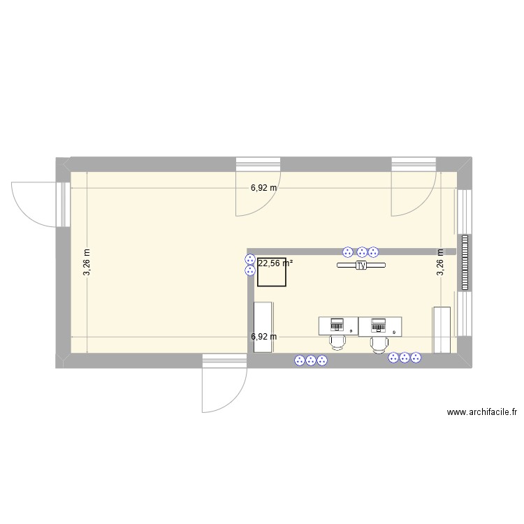 PC sécurité 1. Plan de 1 pièce et 23 m2