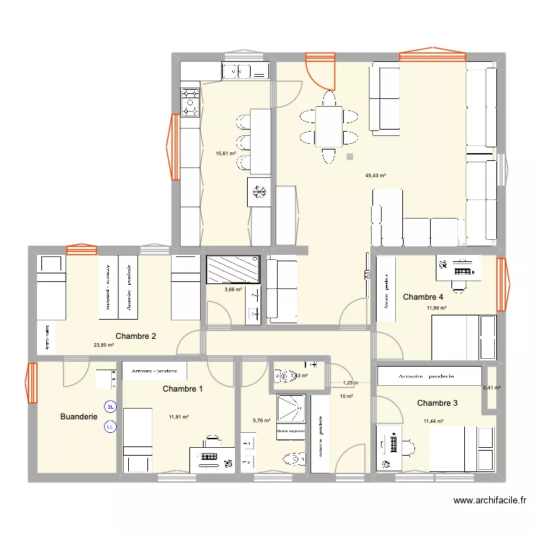 Maransart (3). Plan de 11 pièces et 141 m²