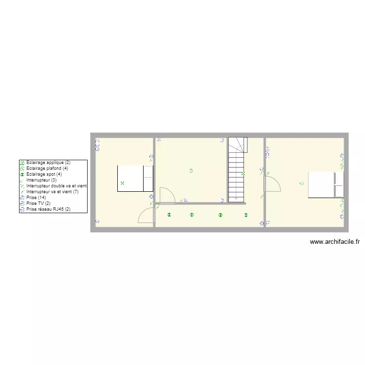FLESQUIERES R+1. Plan de 4 pièces et 61 m²