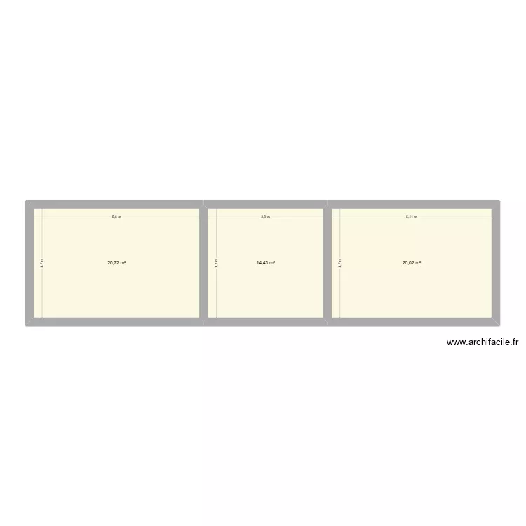 Extension atelier. Plan de 3 Pièces et 55 m²