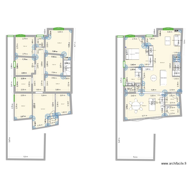 Ana. Plan de 19 pièces et 185 m2