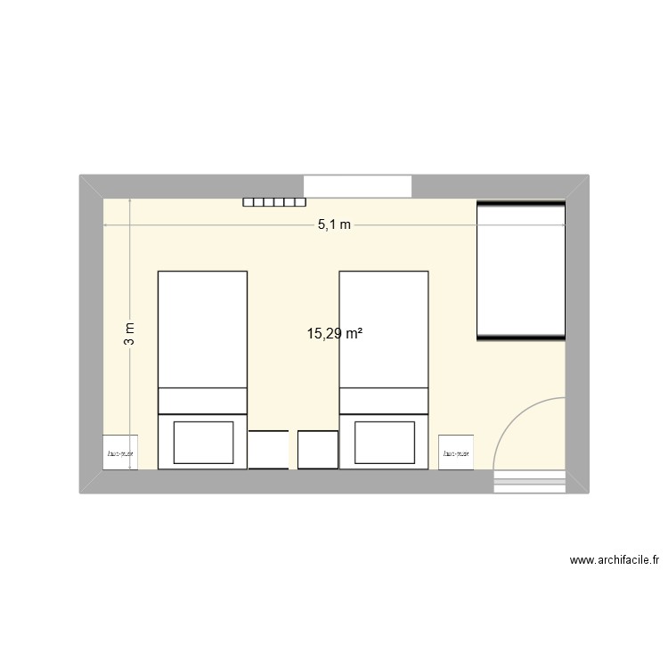CHAMBRE. Plan de 1 pièce et 15 m2
