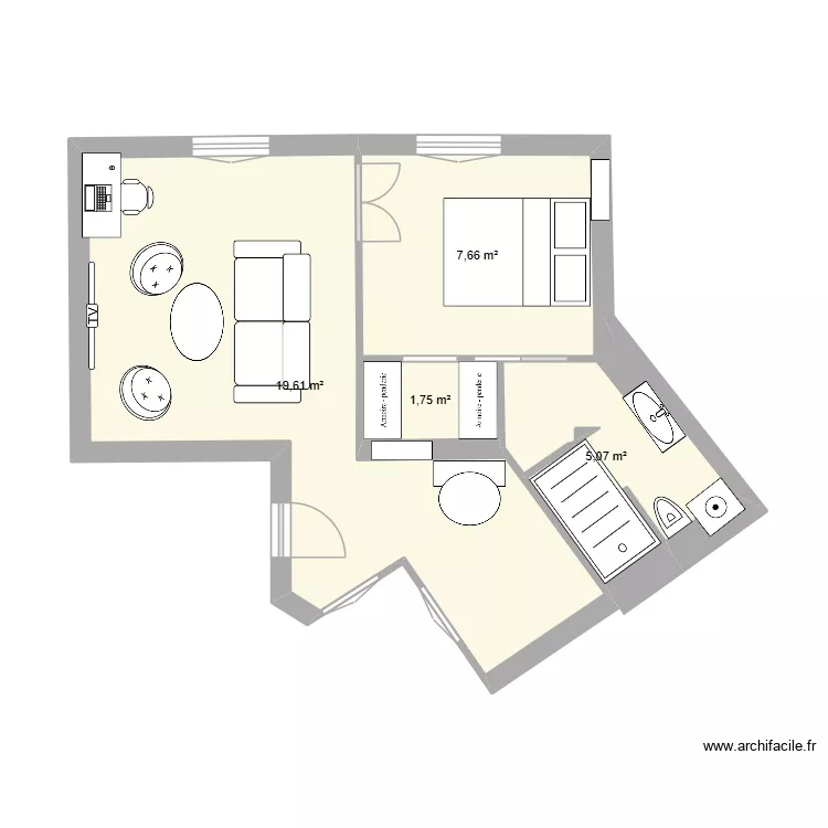 Casimir 1901 am&eacute;nagement. Plan de 4  et 34 m²
