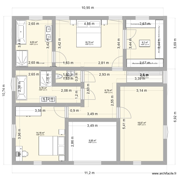rez de chauss&eacute;e maison 2. Plan de 0 pièce et 0 m2