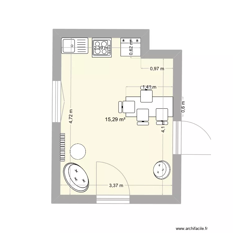 G&Icirc;TES 1. Plan de 1  et 15 m²