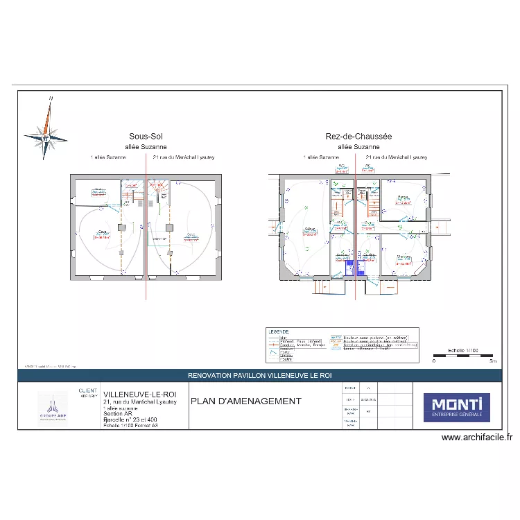 PLAN ELECTRICITE 21 MARECHAL ET 1 SUZANNE RDC S/SOL. Plan de PLAN ELECTRICITE 21 MARECHAL ET 1 SUZANNE RDC S/SOL. Plan de