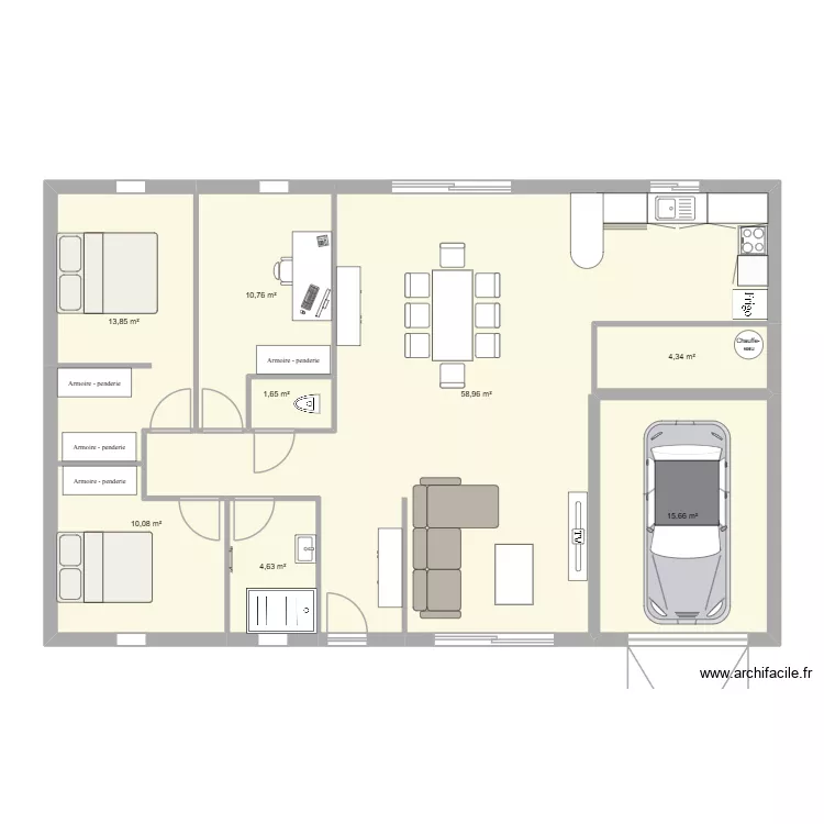 Maison 2. Plan de 8  et 120 m²