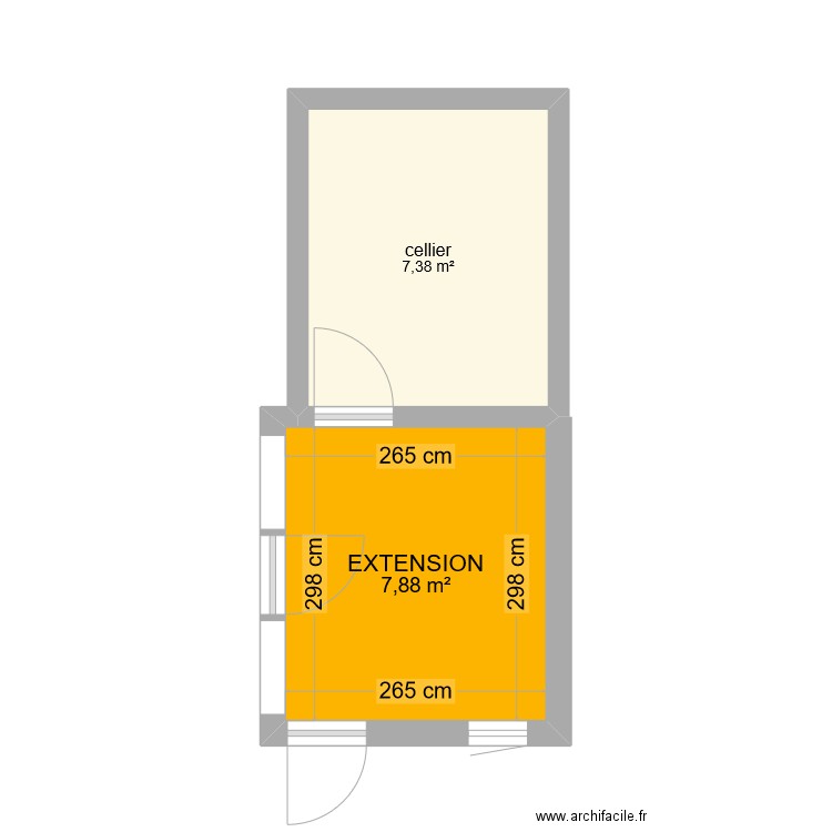 extension LGM 3. Plan de 2 pièces et 15 m2