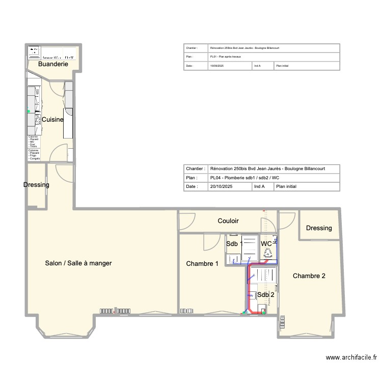 Renovation Boulogne - apres travaux. Plan de 11 pièces et 86 m2