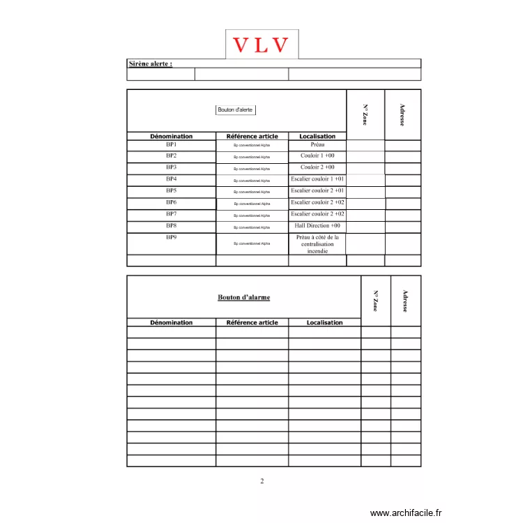 Nomenclature page 2 &eacute;cole longchamps. Plan de 