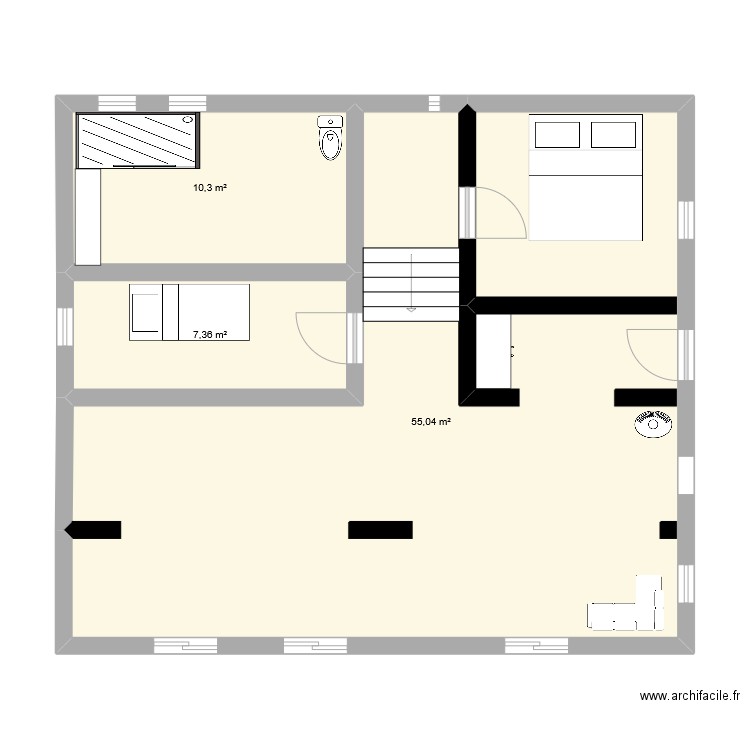 maison actuelle. Plan de 3 pièces et 73 m2