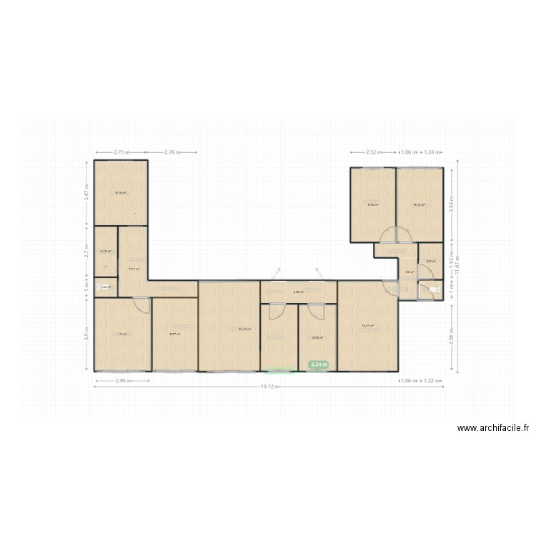 10e vide 1. Plan de 14 pièces et 113 m2