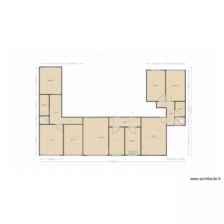 10e vide 1. Plan de 14 pièces et 113 m² 10e vide 1. Plan de 14 pièces et 113 m²