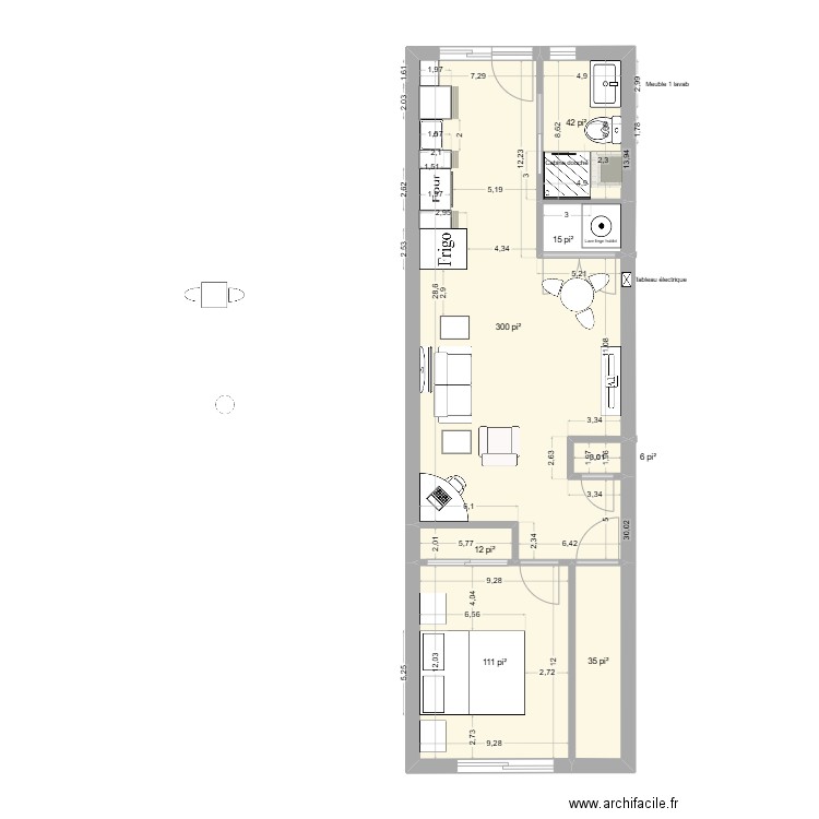 5169 apt#3_option1. Plan de 7 pièces et 48 m2
