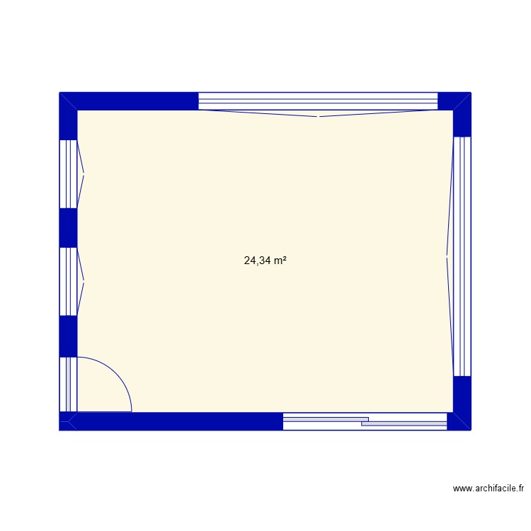 maison habitant. Plan de 1 pièce et 24 m2