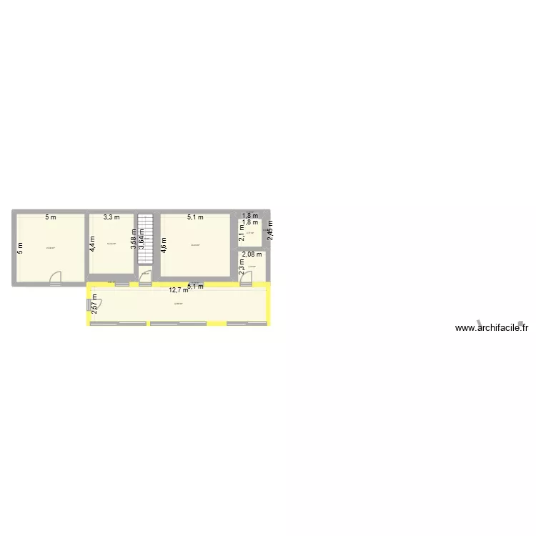 plan rdc + etage. Plan de 12  et 110 m²