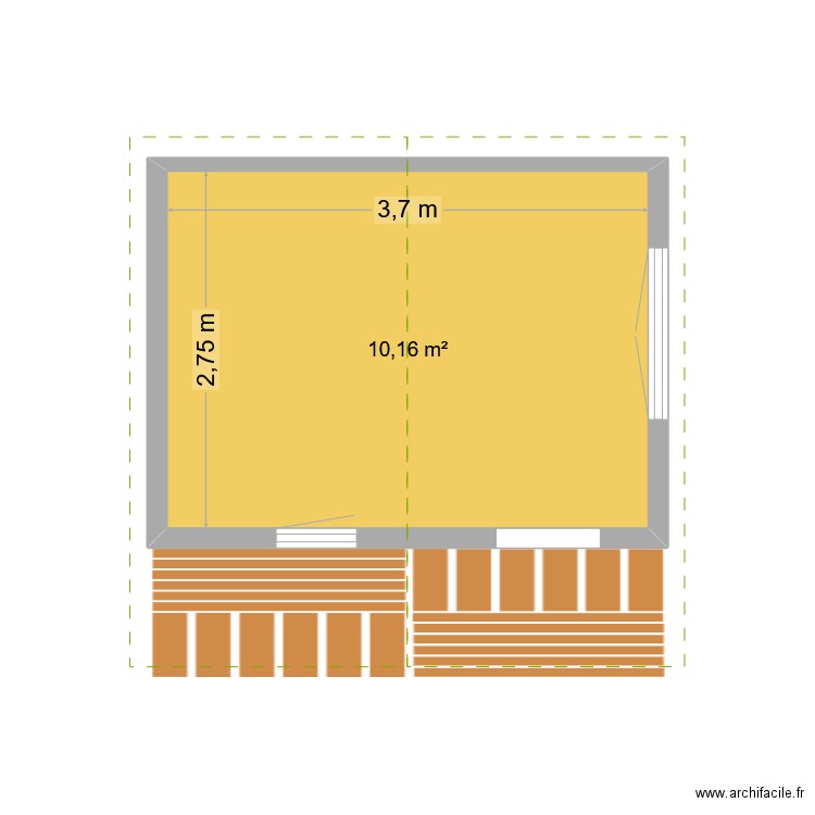emprise au sol 2. Plan de 1 pièce et 10 m2
