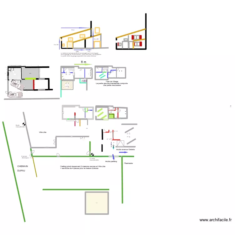 3 garages rez de chaussee. Plan de 