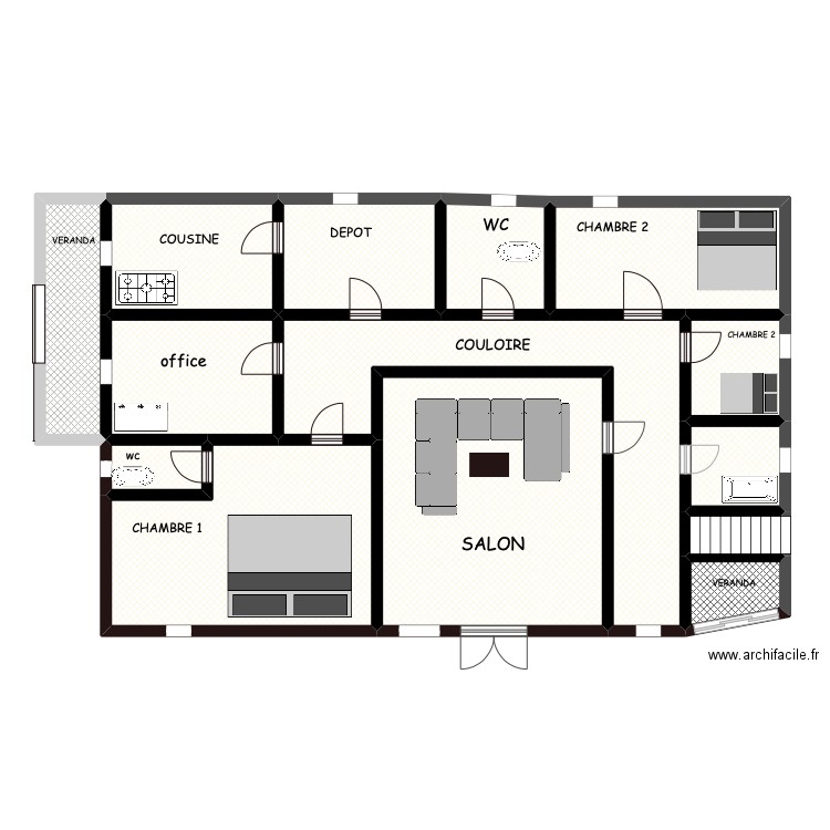 PROJET DE CONSTRUCTION VILLA MODERNE. Plan de 14 pièces et 170 m2