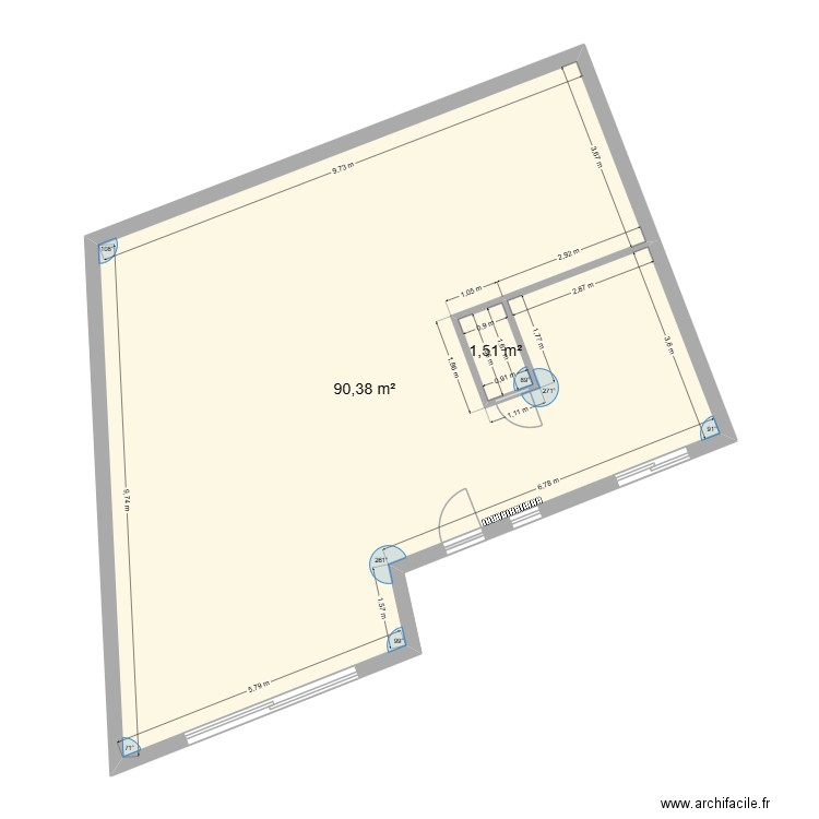 Cuisine Estelle & Albin. Plan de 2 pièces et 92 m2