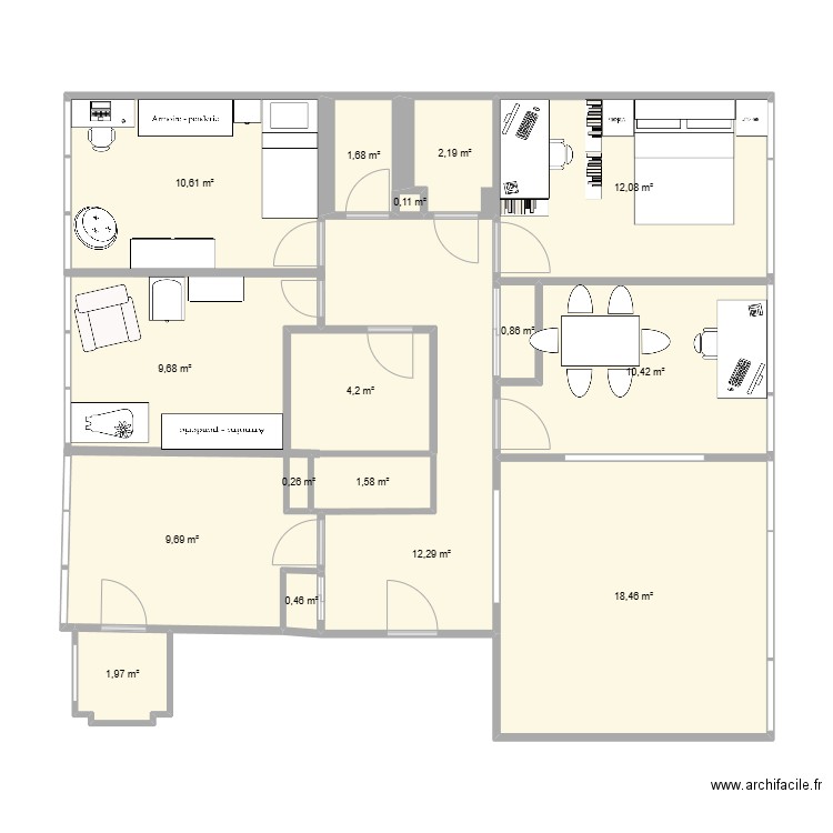 eaubonne. Plan de 16 pièces et 97 m2