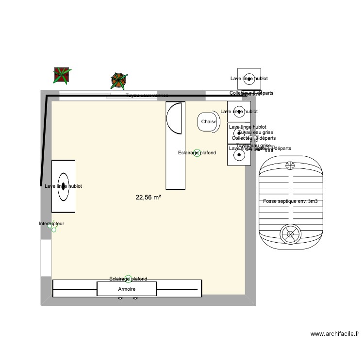 setstetlservice. Plan de 1 pièce et 23 m2