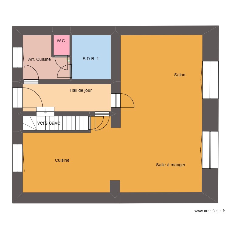 G1 rdc nu. Plan de 6 pièces et 86 m2