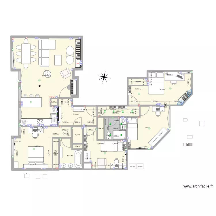 Dulac 12. Plan de 15  et 110 m²