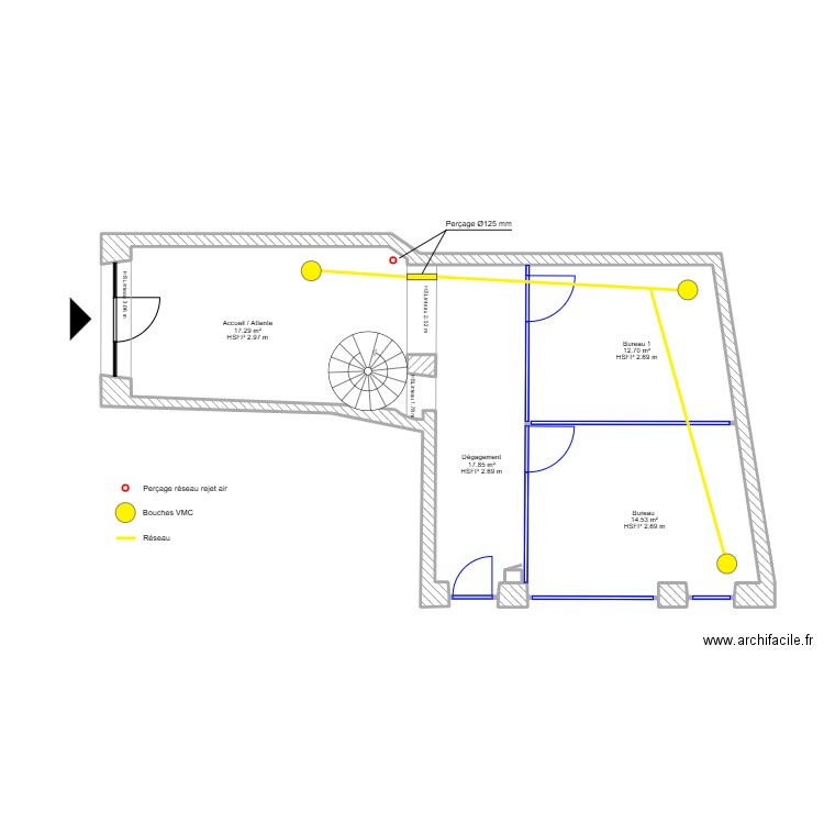 Riom RDC - EDL. Plan de 8 pièces et 36 m2