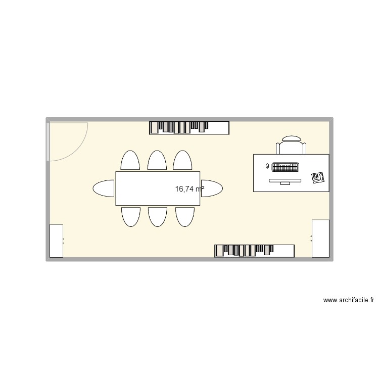 Bureau Kev V2. Plan de 1 pièce et 17 m2