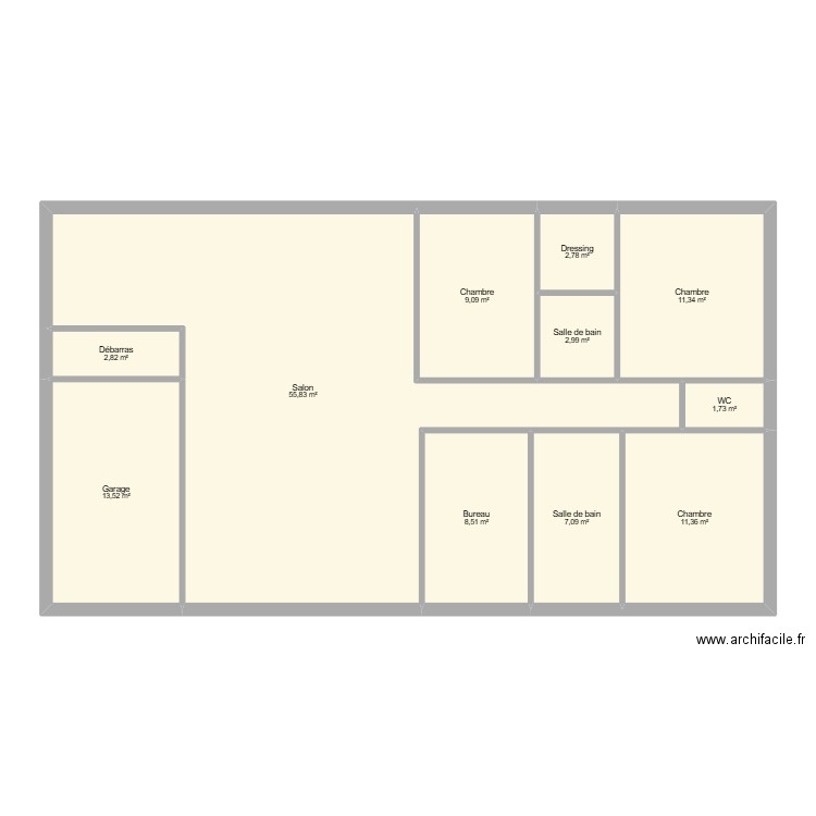 1ERE VERSION PLAN. Plan de 11 pièces et 127 m2