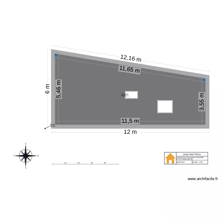 plan de face nord. Plan de 1 et 52 m² plan de face nord. Plan de 1 et 52 m²