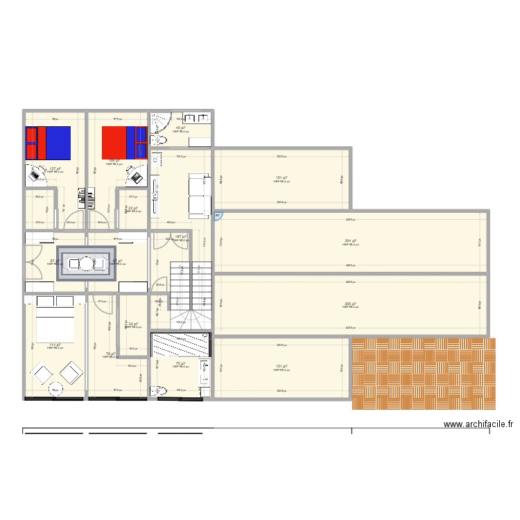 conteneur-1. Plan de 15 pièces et 170 m2