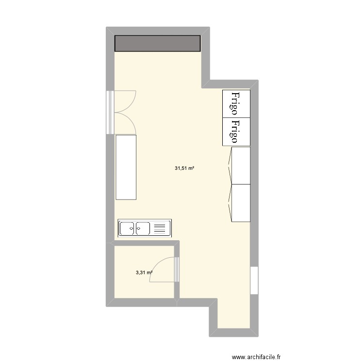 KRAKEN. Plan de 2 pièces et 35 m2