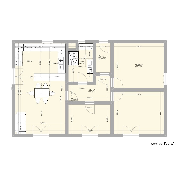 maison après. Plan de 5 pièces et 93 m2