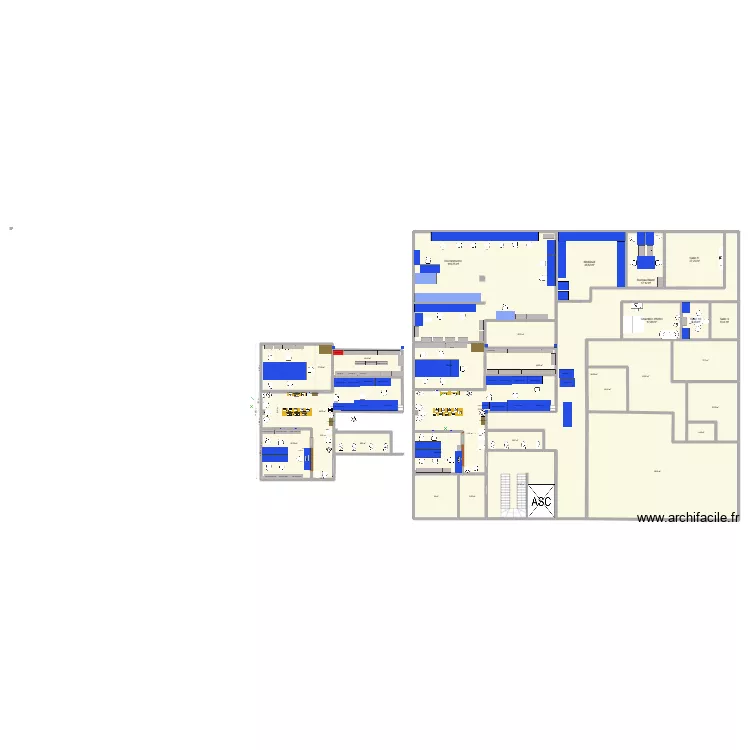 Espace r&eacute;ception option 1.3 avec bureau admin. Plan de 28  et 868 m²