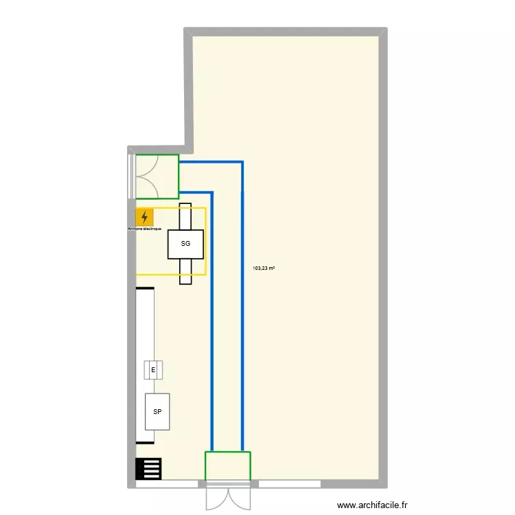 SA&eacute; 5.1. Plan de 1 Pièce et 103 m²