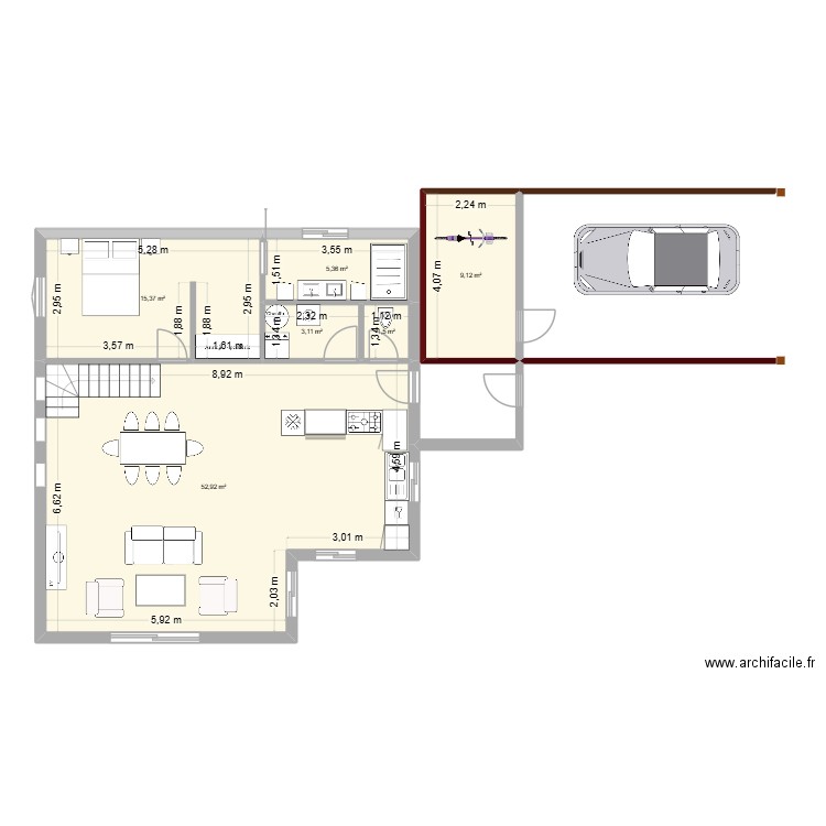 projet 1. Plan de 6 pièces et 87 m2