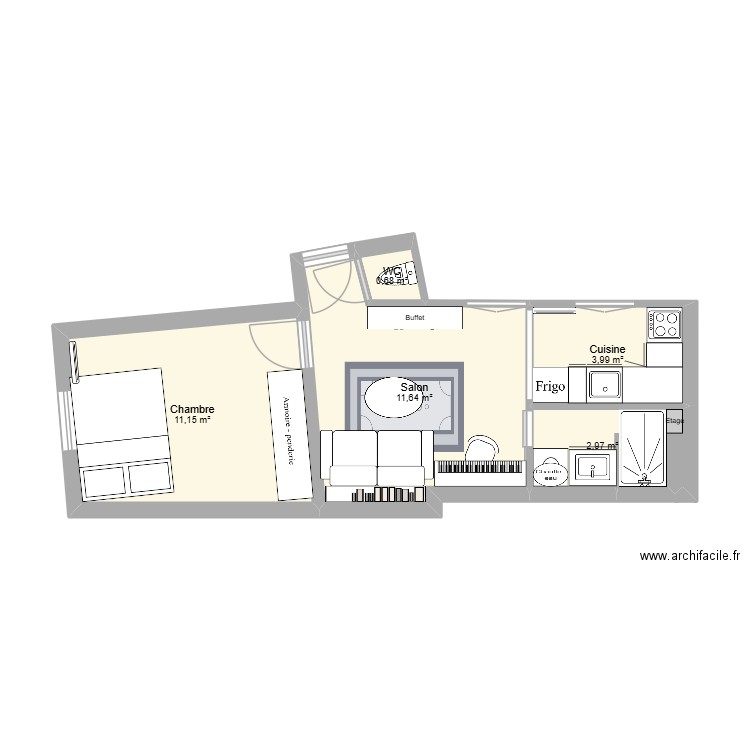 75 joncquière V2. Plan de 5 pièces et 30 m2