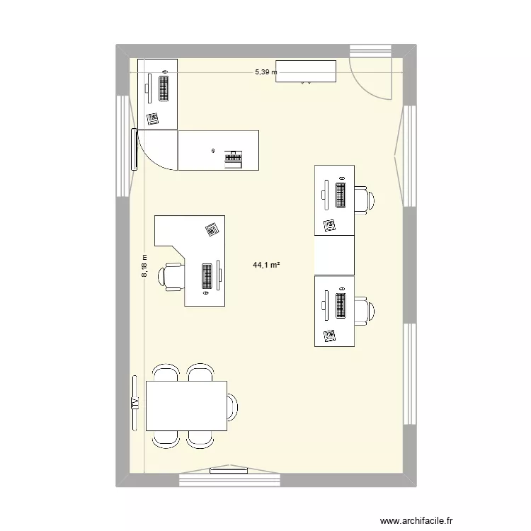 bureau_IT. Plan de 1  et 44 m²