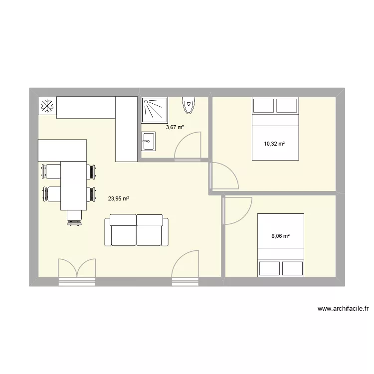 Maison cave. Plan de 4  et 46 m²