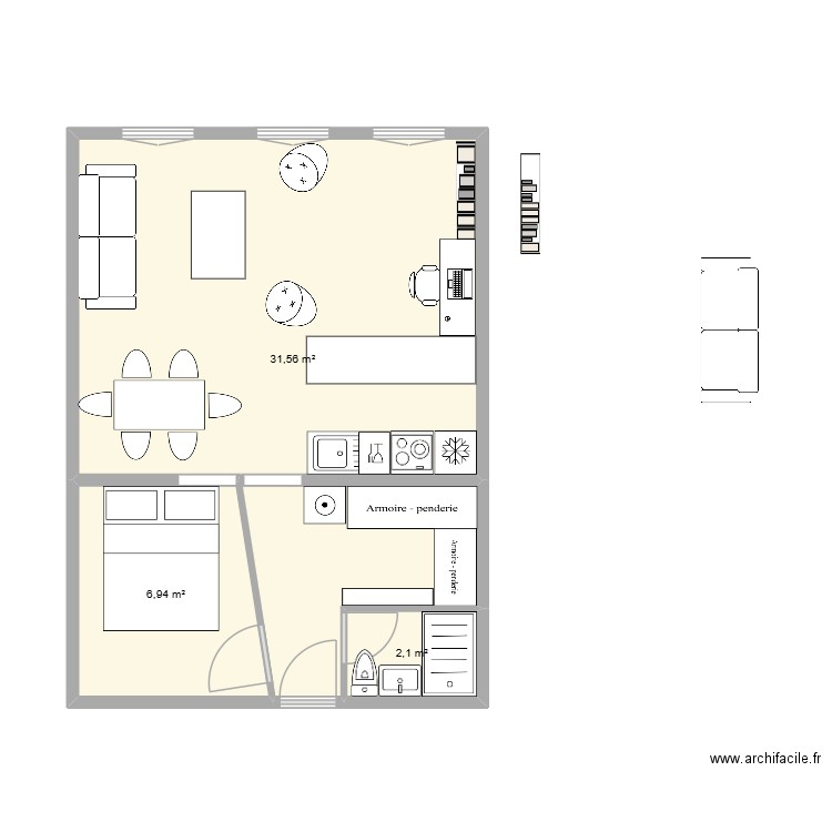 Mathieu et Anicia v7. Plan de 3 pièces et 41 m2