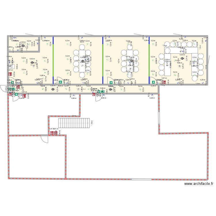 projet bureau étage - Version complète. Plan de 6 pièces et 164 m2