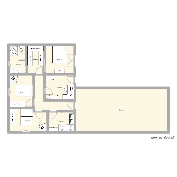 plan maison 2. Plan de 9 pièces et 117 m2