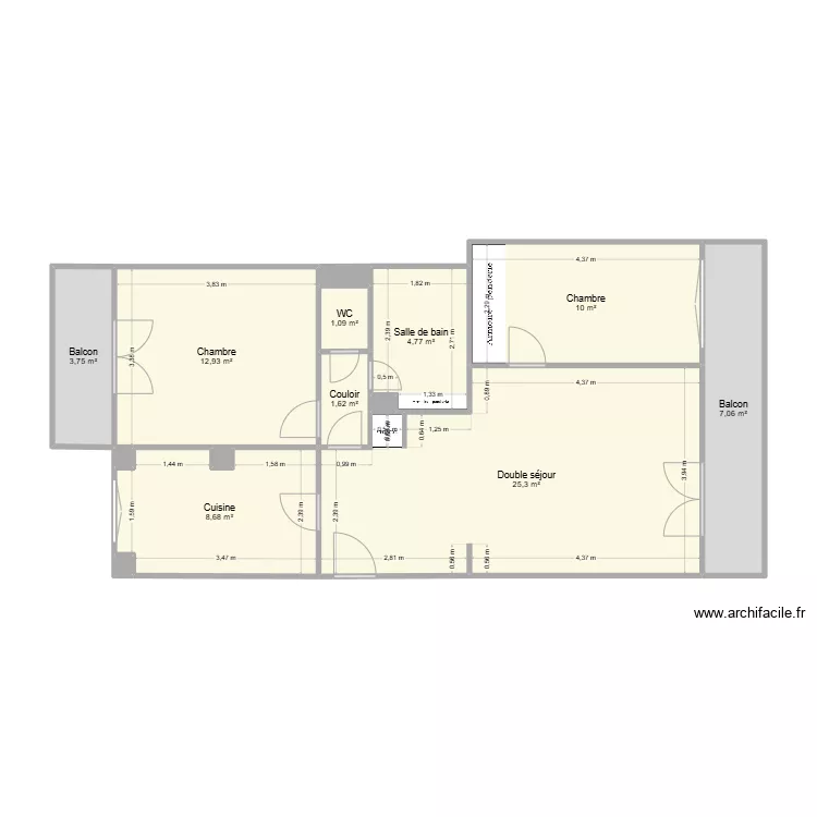 COUSSEDIERE 3 PIECES. Plan de 